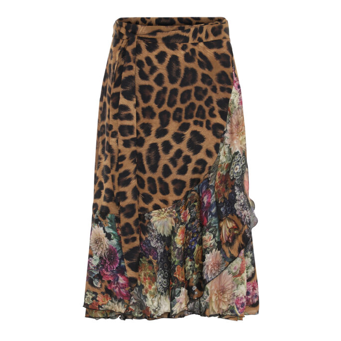 Flower Leopard Ruffle Wrap Skirt (mid) | KARMAMIA Copenhagen