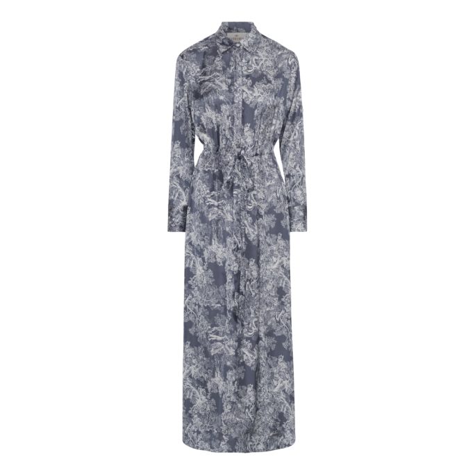 ANORA - Long-Sleeve Floral Print Midi A-Line Chiffon Dress / Denim Jacket |  YesStyle