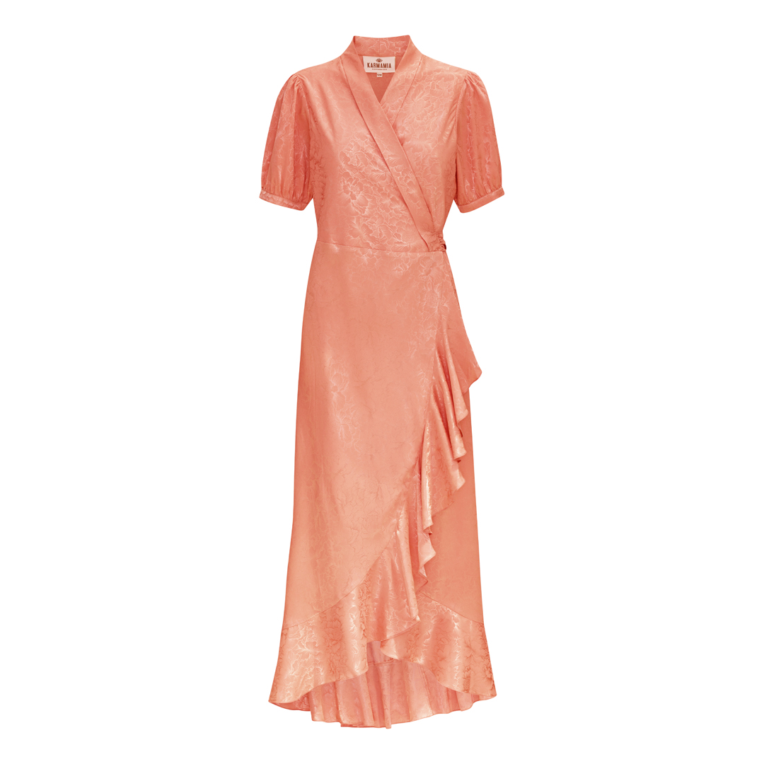 Iris Dress Peach Flower Jacquard KARMAMIA Copenhagen iris-dress-peach-flower-jacquard-karmamia-copenhagen